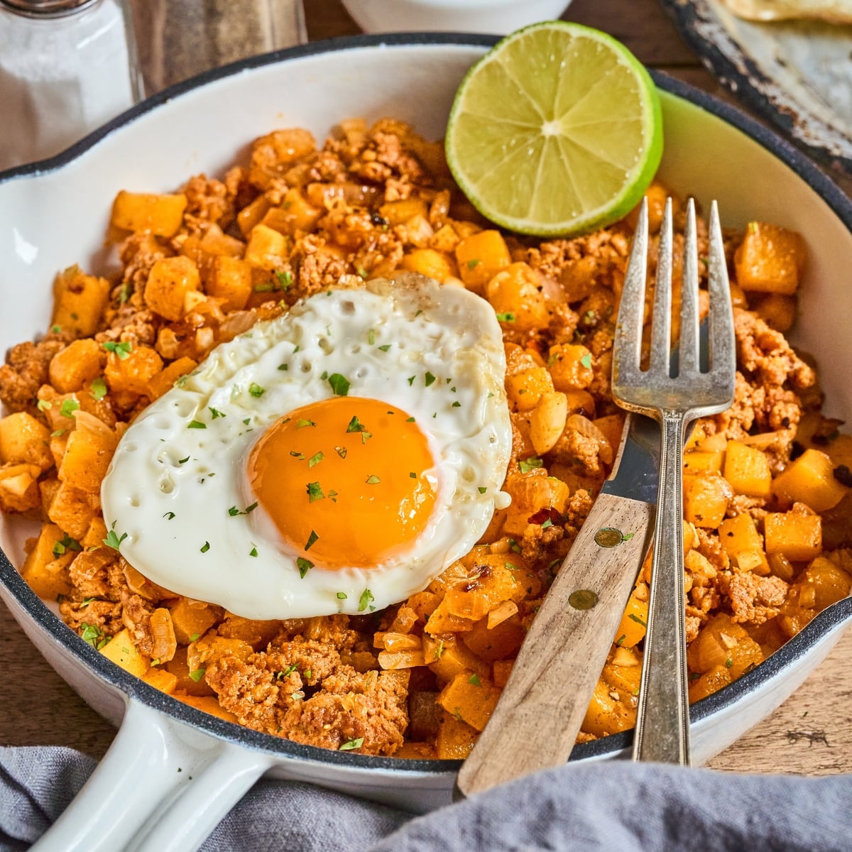 Chorizo Breakfast Hash with Apple & Butternut Squash (Easy Fall Skillet Recipe)