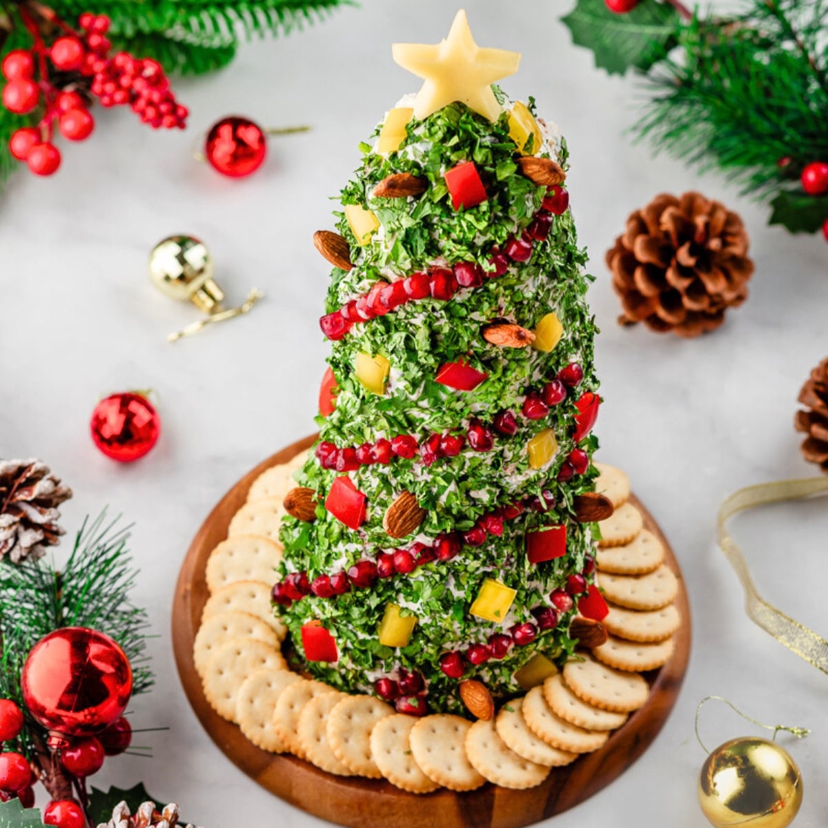 Christmas Tree Cheese Ball (Festive Holiday Appetizer Everyone Loves)