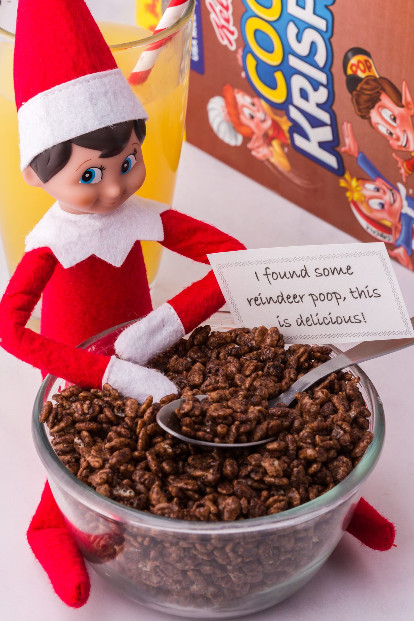 funny Elf on the Shelf reindeer poop cereal prank