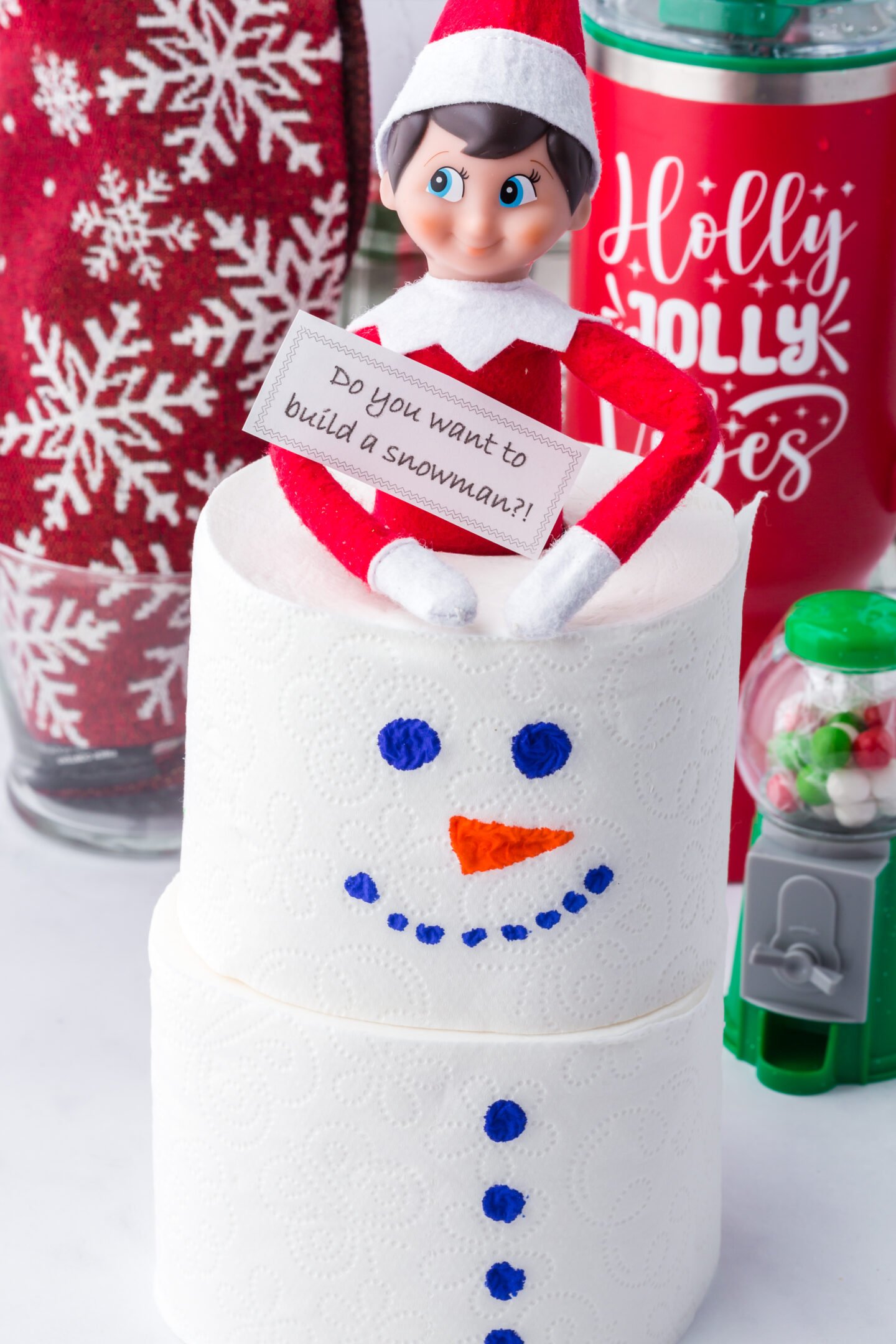 Elf on the Shelf toilet paper snowman craft