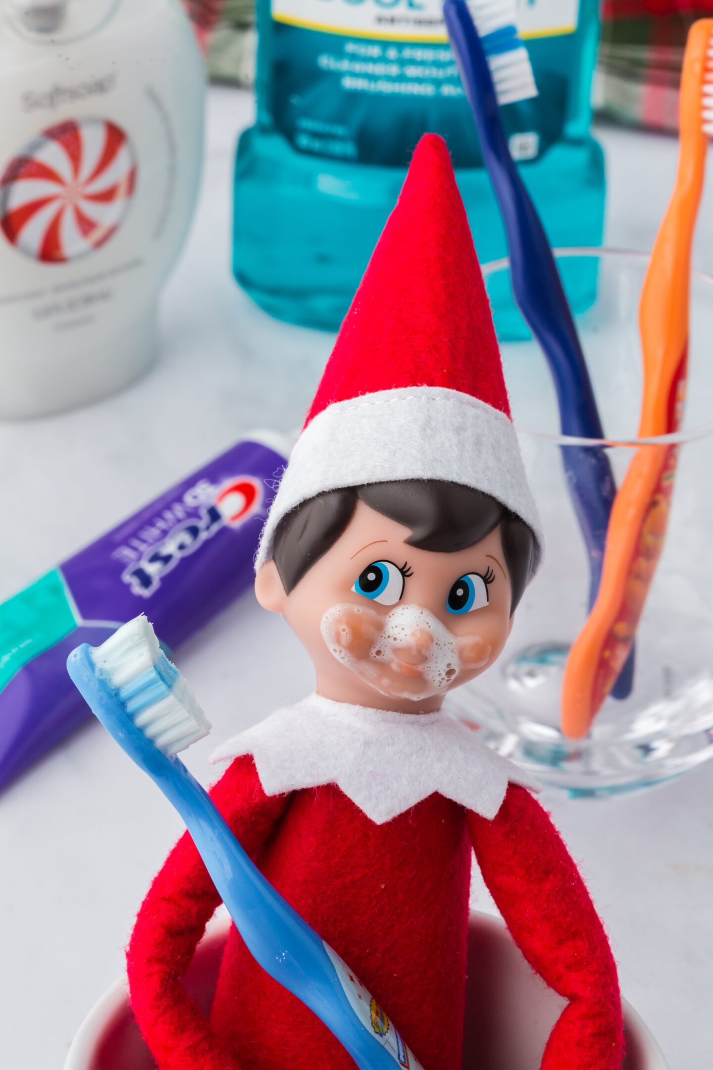 toothpaste mess Elf on the Shelf bathroom prank
