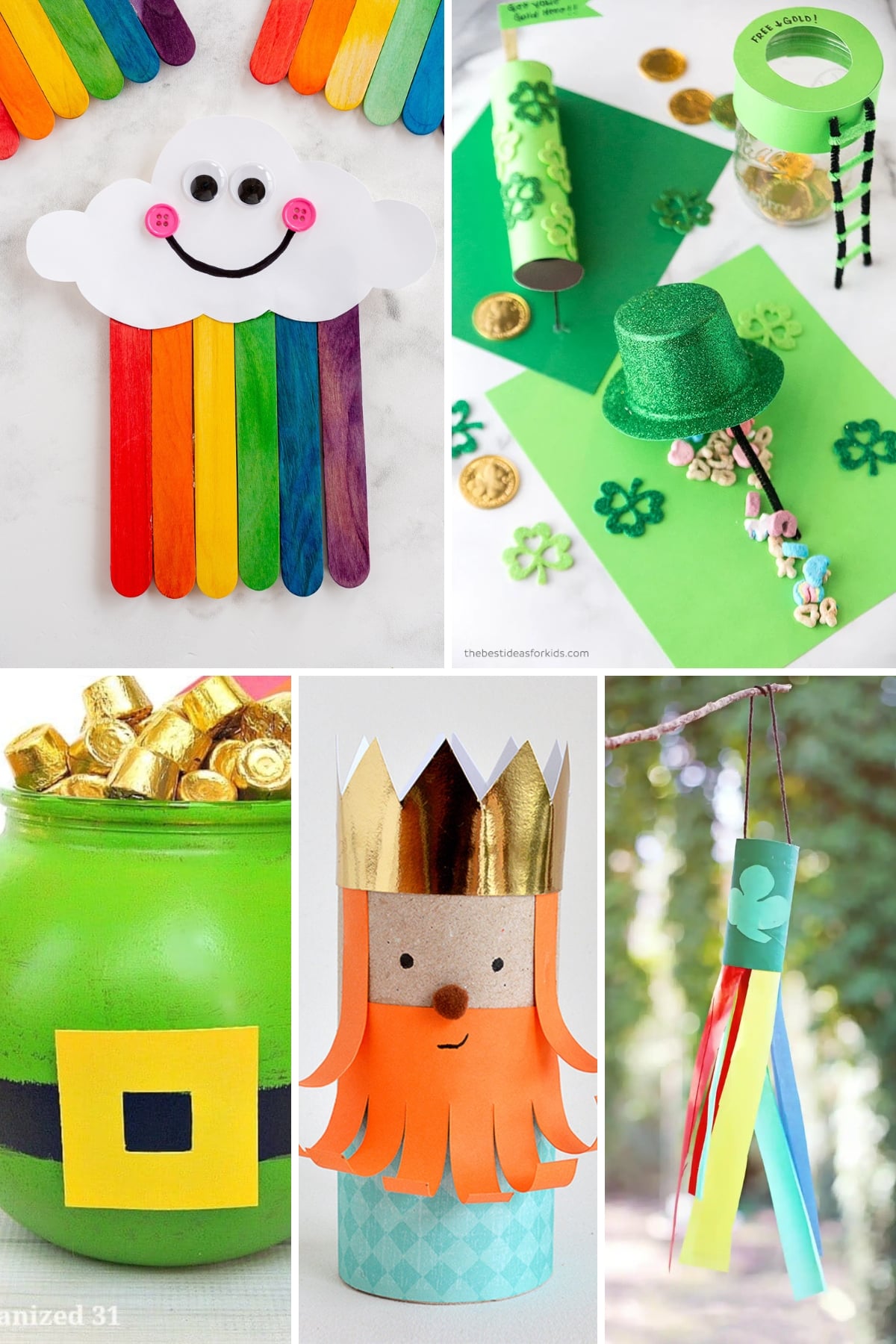 St. Patrick’s Day crafts for kids including shamrock rainbow and leprechaun craft ideas